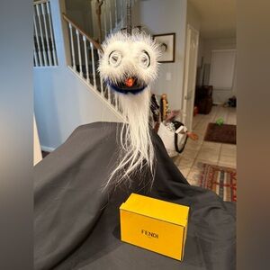 FENDI Mink Fox Fur QuTweet Birgami Bag Bug Charm Blue